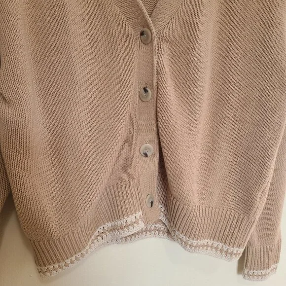 NWT Amour Vert Texture Cotton Cardigan Biscotti size M - Picture 10 of 11